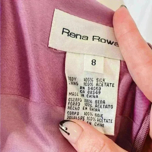 100 % Silk Vintage Rena Rowan Dress Suit, Dress size 8, Blazer size 4. - Picture 13 of 15